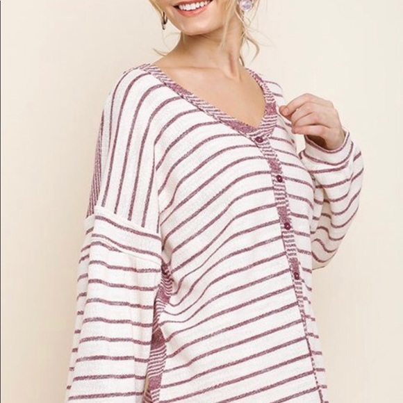 MAROON STRIPED TOP - Picture 3 of 8